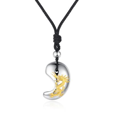 Koai Terahertz Ore Dragon Carved Magatama Necklace, Adjustable Length, for Men and Women