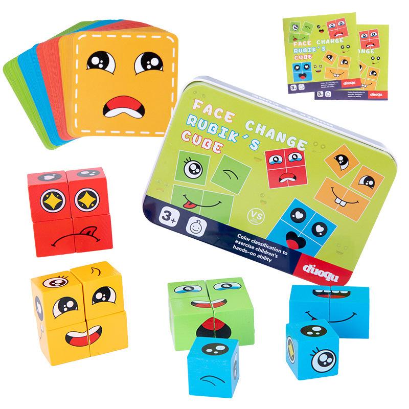 Cross-border Face-Changing Magic Cube Building Puzzle Game for Kids - Fun & Educational with Bell Battle Challenge