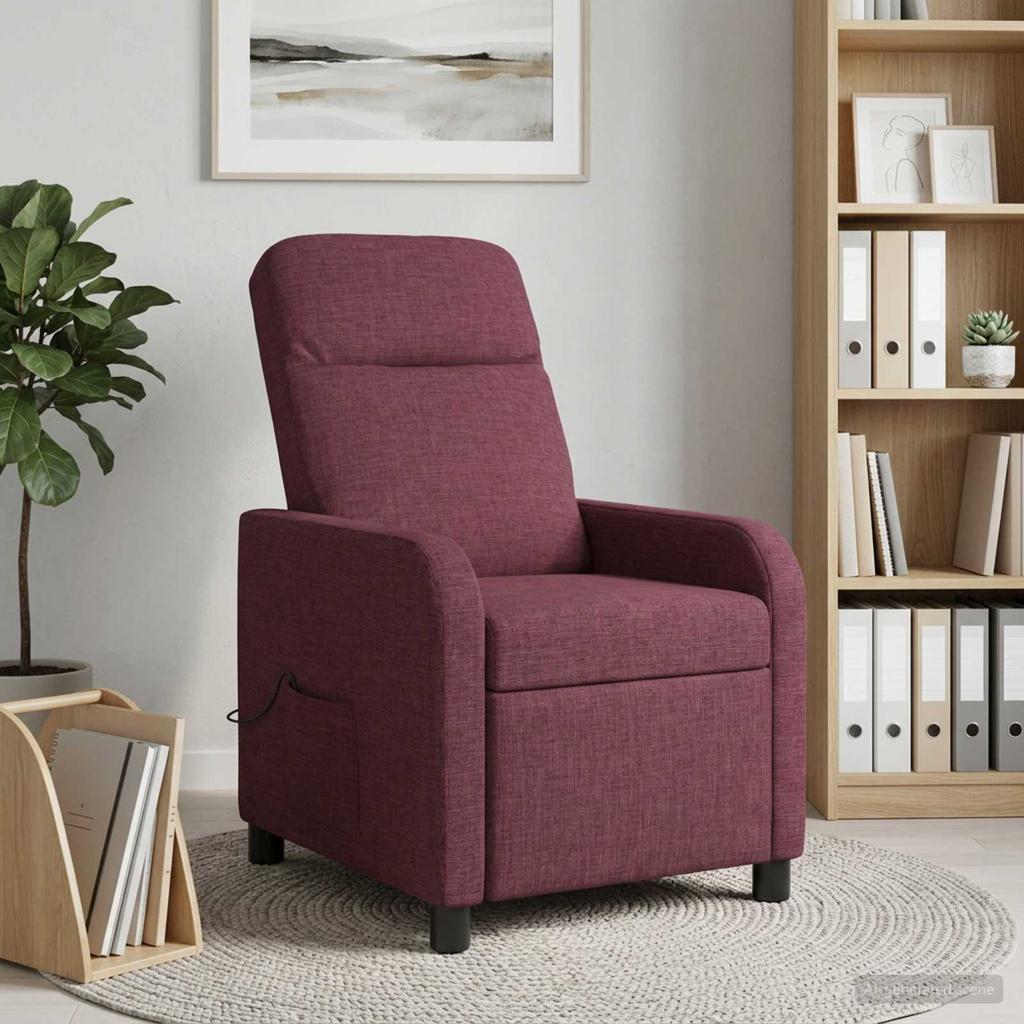 Massage Recliner Chair Purple Fabric