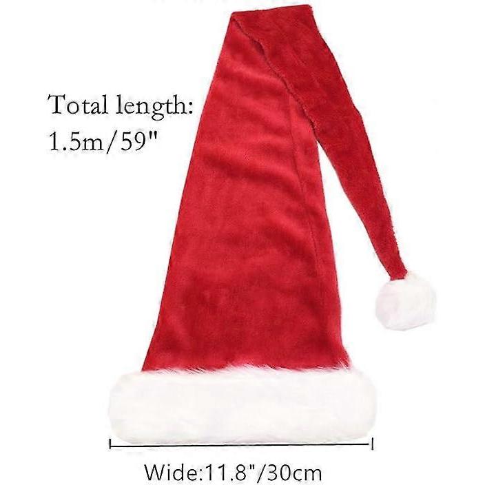 5 stop dlouhá vánoční Santa čepice, Nadměrná plyšová vánoční Santa Claus Xmas Dlouhoocasá čepice(Jedna velikost pro všechny)