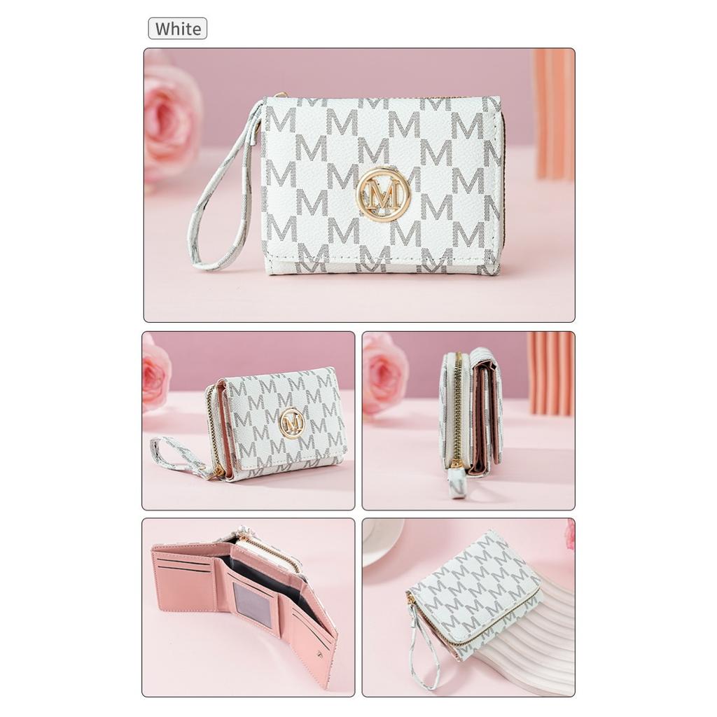 Women's Short Wallet with Three Fold Zipper and Small Wallet, Simple and Fashionable with Old Pattern Card Bag
