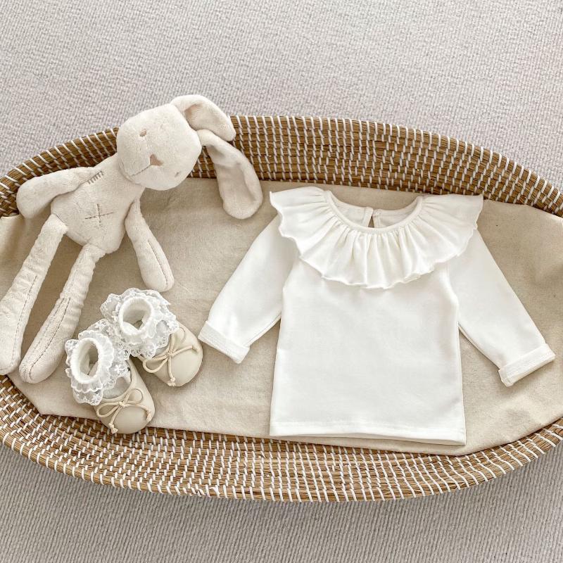 Kayoudou Girls  Ruffle Collar Long Sleeve Cotton Base Shirt 73