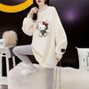 La Chapelle Winter Turtleneck Sweatshirt with Cartoon Cat Print