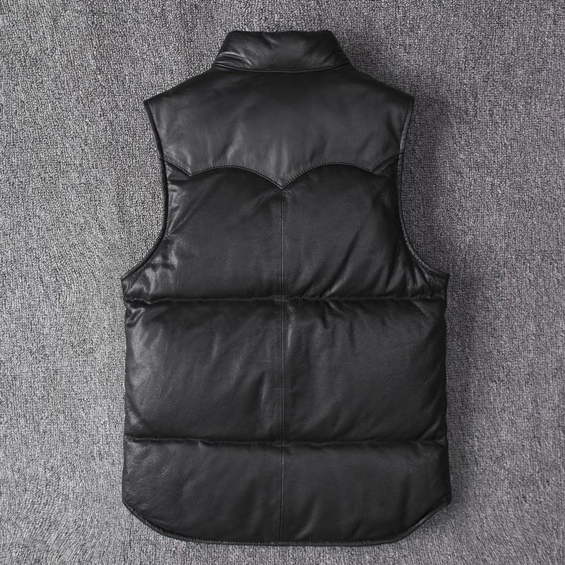 Winter Leather Down Vest Men's Short Jacket