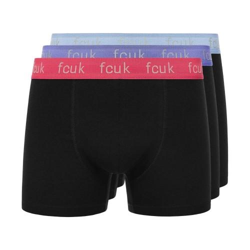 Shorts Boxer Masculinos French Connection FCUK2 (Pacote de 3) L preto