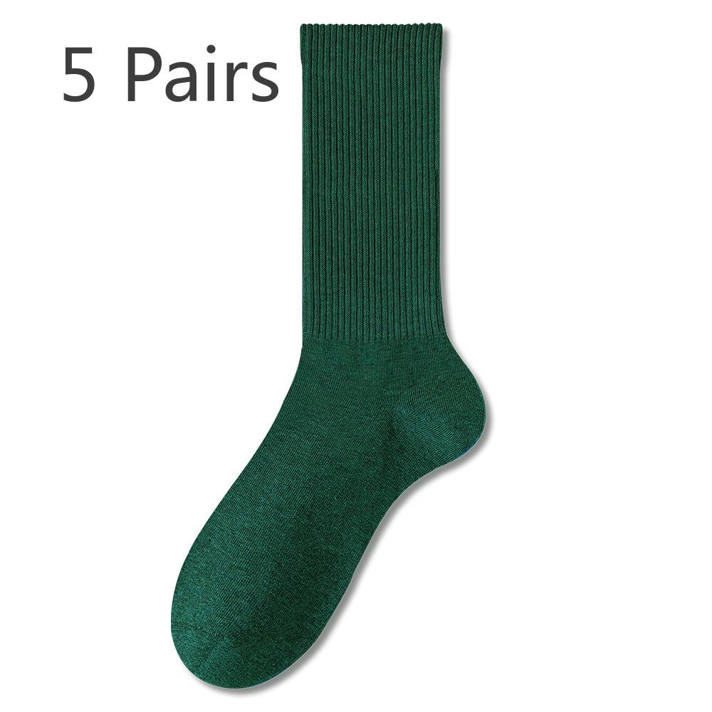5 Paar Socken Damen Frühling und Herbst Mittelhoch Ohne Naht Schweißableitend Antibakteriell und Deodorant Weiß Baumwolle Lange Socken Sportsocken