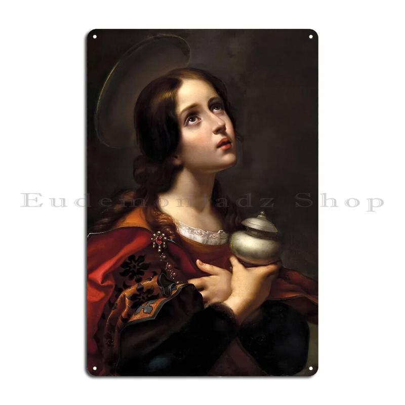 Priestess Carlo Dolci Saint St Mary Magdalene Painting Christian Art Saint Juliana of Nicomedia Metal Design Tin Sign Poster