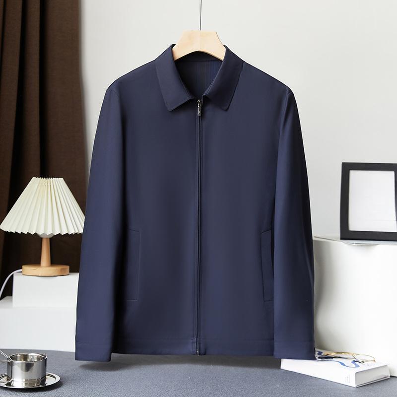 

New Middle-aged Men s Two-color Wash Jacket Business Jacket Lapel Men s Casual Jacket Long Sleeves 195