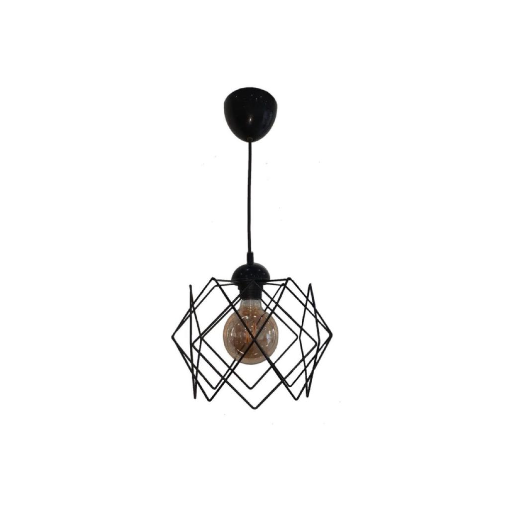 Schwarzer quadratischer Einzelkronleuchter (ohne Glas)