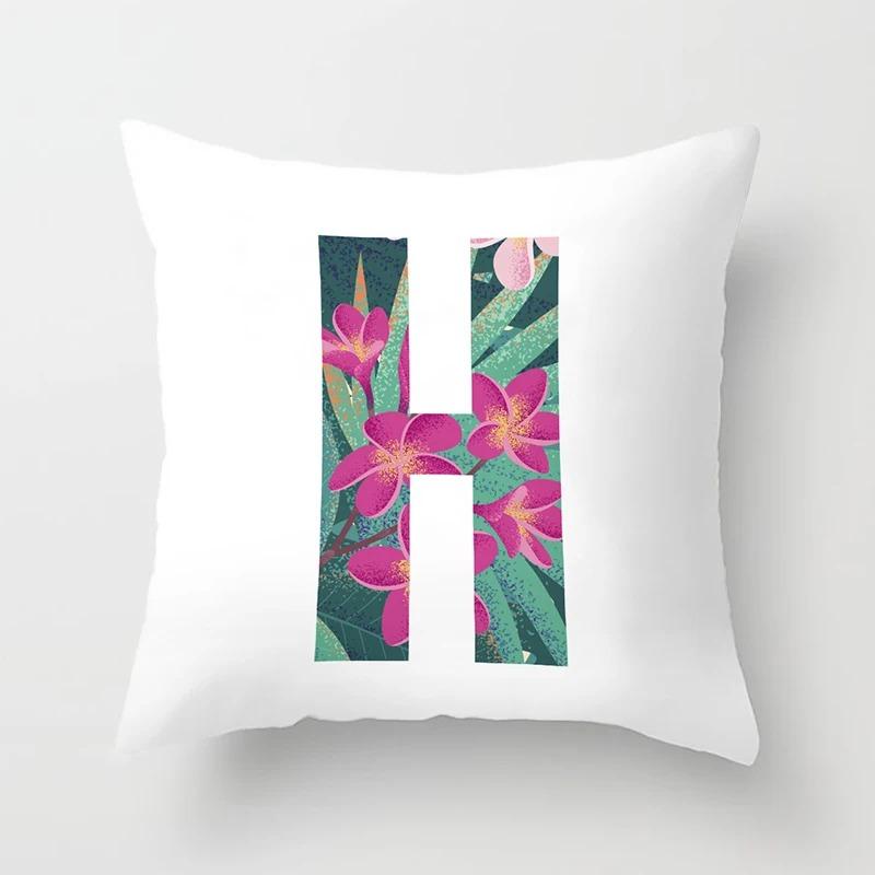 Luxury Home Pillowcase Square Office Decoration Cushion Cover Simple Floral English Letter Pattern Decoration
