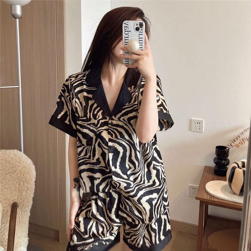 Japanese-style Unprinted Style Summer Fresh Cotton Pajamas Women's Short Sleeves 1011 New Loose Outer Loungewear Suit