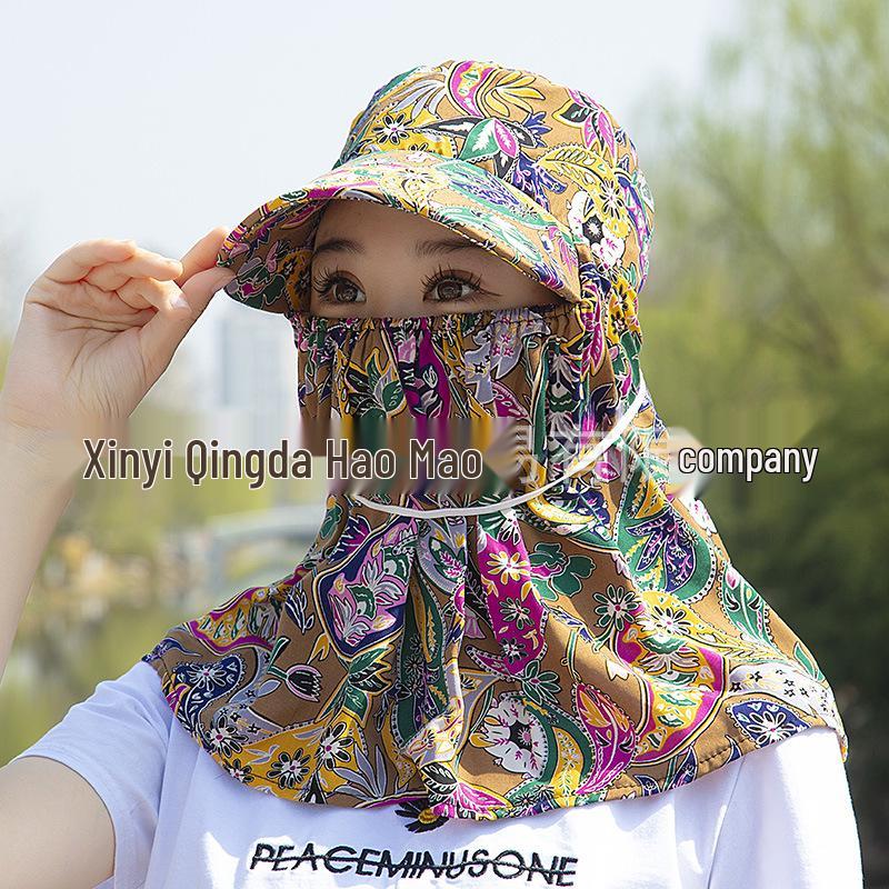 

Breathable Cotton Silk Sun Hat with Neck & Face Protection for Outdoor Work & Cycling - Women s