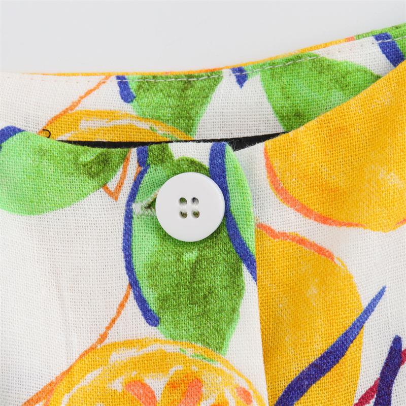 TAOP&ZA Summer Women's Linen Print Slim Midi Slip Dress