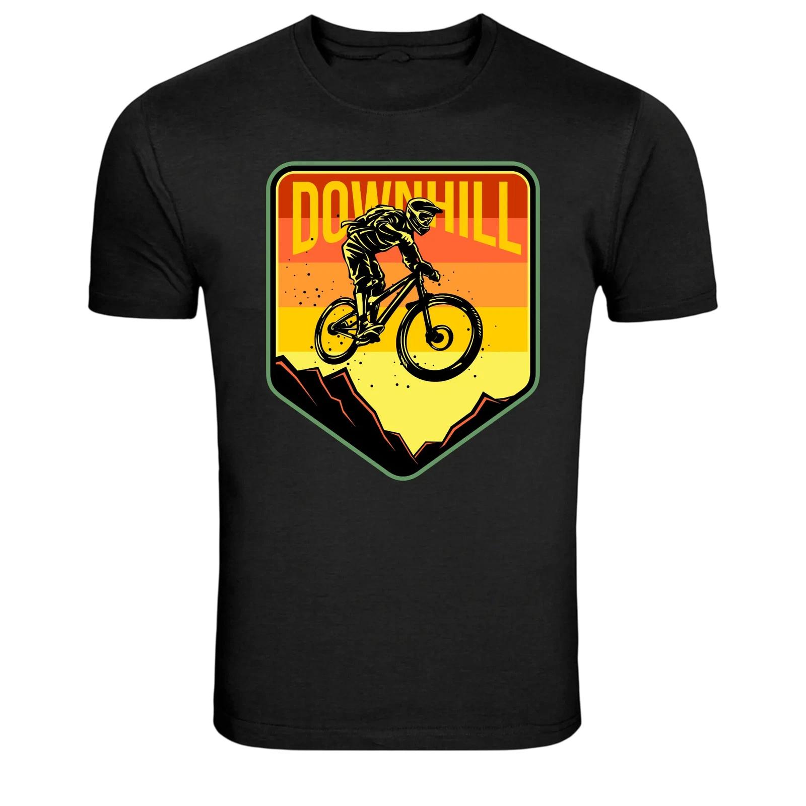 Downhill Mountain Bike Retro Sunset MTB Rider T-Shirt S