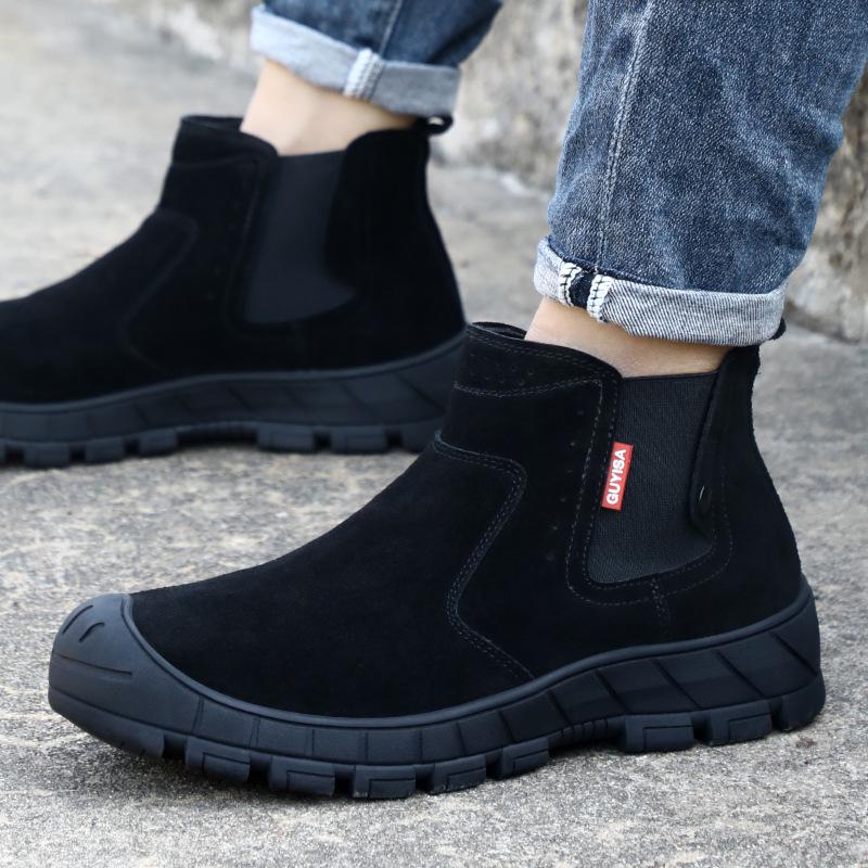Men's Safety Shoes: Anti-Smash, Anti-Puncture, Anti-Scald, Non-Slip, Suede, Comfortable Rubber Sole