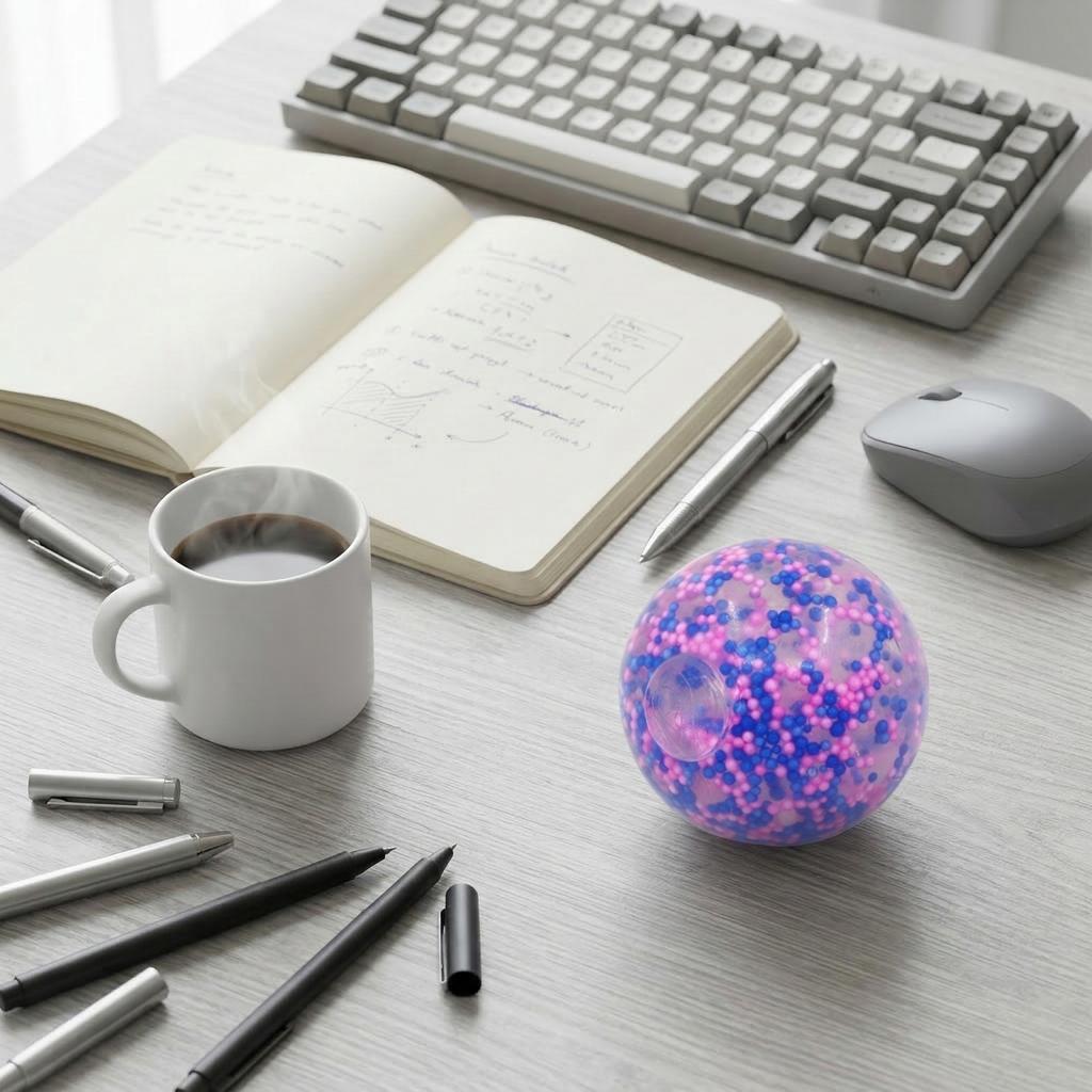 Stress Relief Ball Soft Squeeze Toy Round Shape with Bead Filling for Hand Exercise and Sensory Stimulation Suitable for Office Home School Use