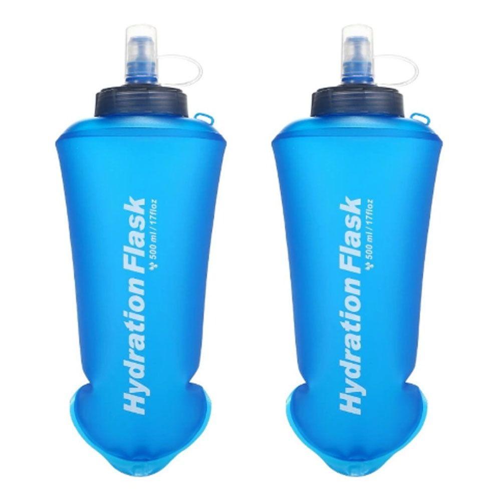 2 Pcs Blue Soft Water Bottle TPU Portable Water Bottle Durable Collapsible Water Bottle  Cycling