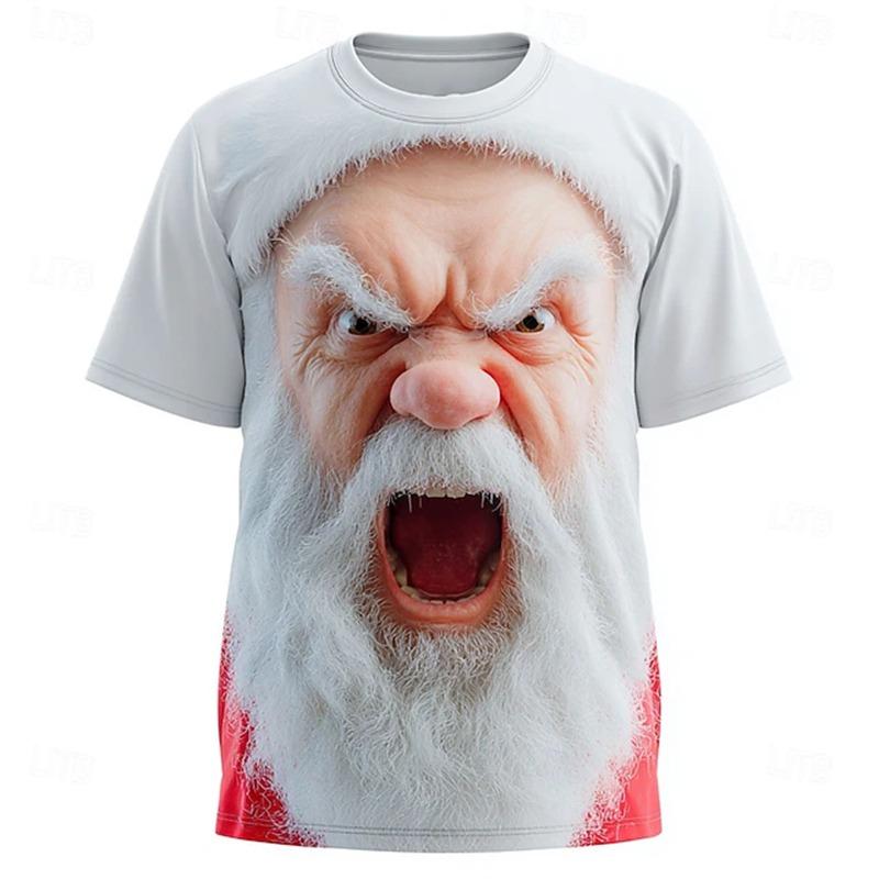 Weihnachts-T-Shirts Damen Druck T-Shirt Weihnachten Rollenspiel Kurzarm Herrenmode Lustiger Weihnachtsmann Kinderkleidung
