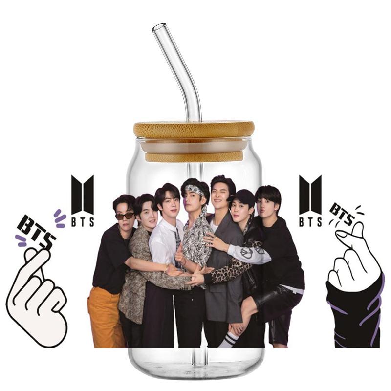 Popular Korean Oppa Groups Easy Peel Waterproof Party Diy Decals 3D Transfers Uvdtf Tumbler Stickers 16Oz Uv Dtf Cup Wraps