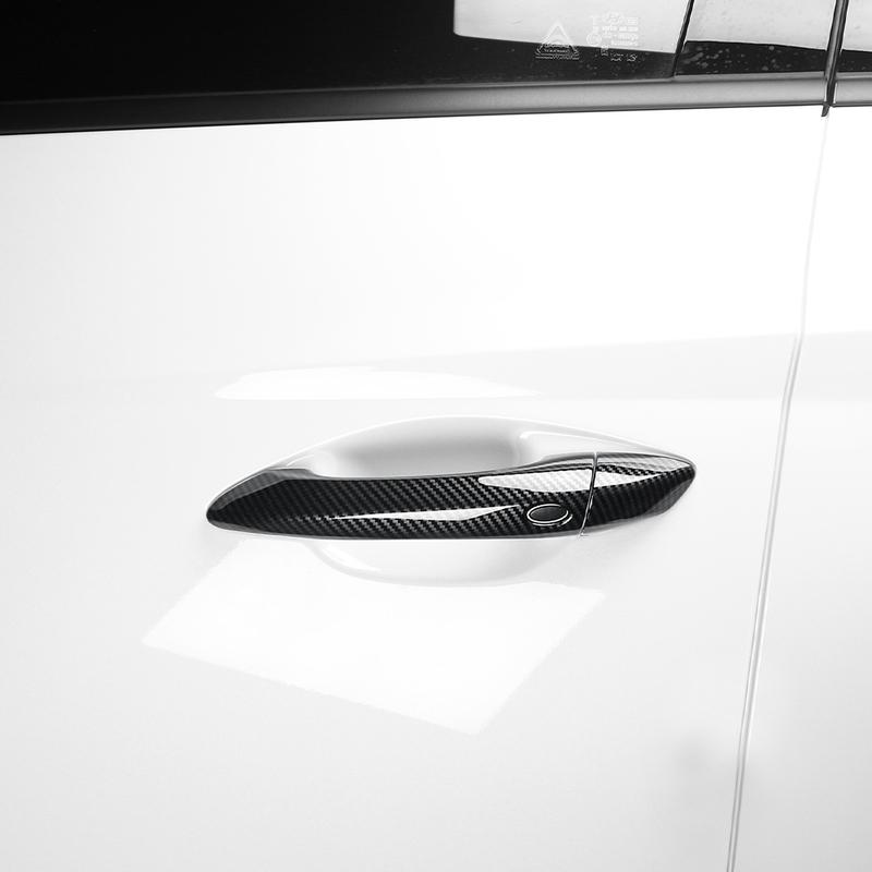 For Hyundai Tucson NX4 -2025 Touch / Button Version Exterior Carbon Fiber Bright Black Style Outer Door Handle Cover Trim