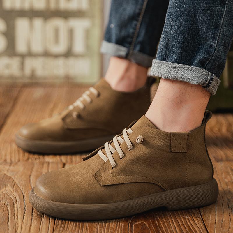 Retro Literary Leather Casual Short Boots Velvet Autumn and Winter New Martin Boots Thermal Cotton Boots Top Layer Cowhide Boots Tide