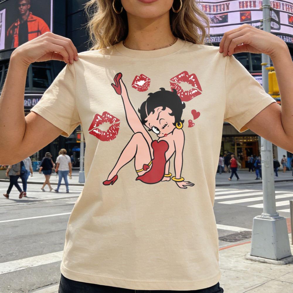 Betty Boop Sexy Style Series Printed TShirt Betty Boop Lover Gift Tee Women Cotton Short Sleeve Classic Cartoon Shirt