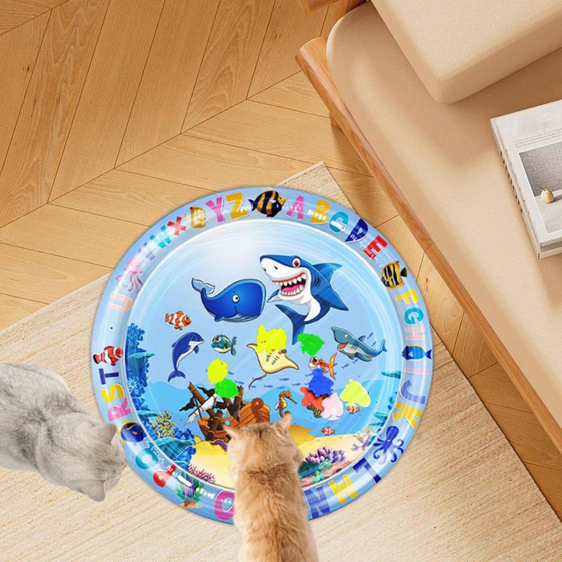 Katzen Wasser Sensorik Spielmatte Haustier Wasser Kühlmatte Sensorisches Spielzeug Abriebfest Katzen Kühlmatte Spielmatte für Welpen Haustiere