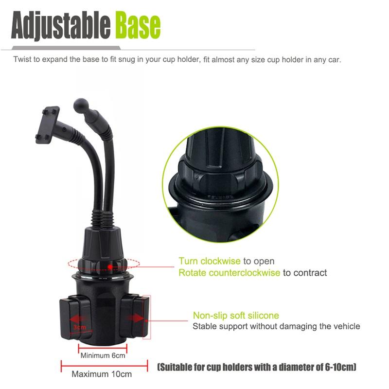 Universal 2 In 1 Car Cup Mount Holder Phone Holder 360 Degree Rotation Telescopic Clamp ArmAdjustable Base
