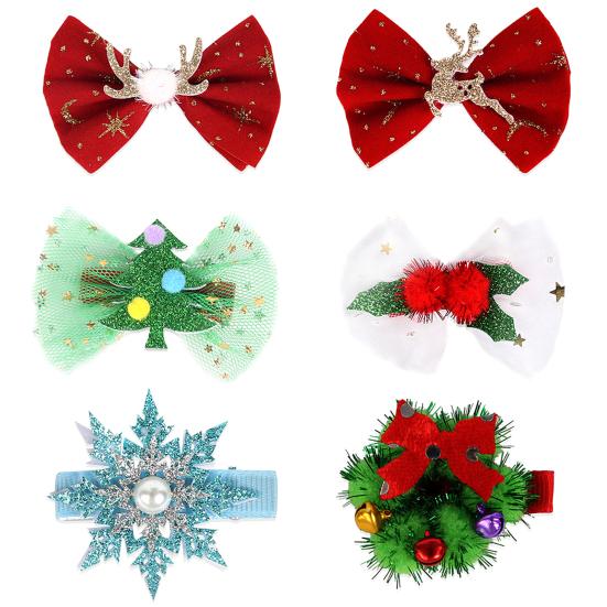 2/6Pcs/Set Hair Clips Christmas Theme Xmas Tree Snowflake Deer Decor Hairpins Festive Atmosphere Hair Pins