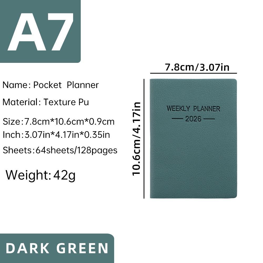 High Quality A7 2026 Agenda Book To Do List with Calendar Daily Weekly Planner Morandi Color Pocket Diary Book School Office