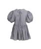 BMUETTE Puff Sleeve Shirred Blouse Gray
