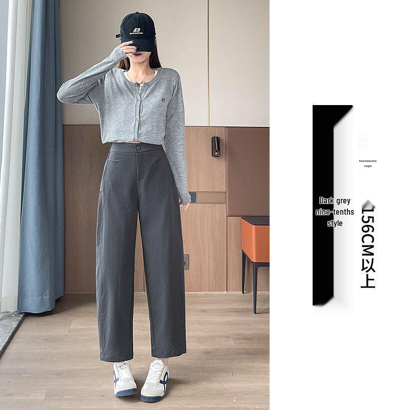 

Women s High Waist Slimming Scythe Casual Pants - Early Autumn 2026, Petite Loose Fit, Cropped Straight Leg S 36-43 kg