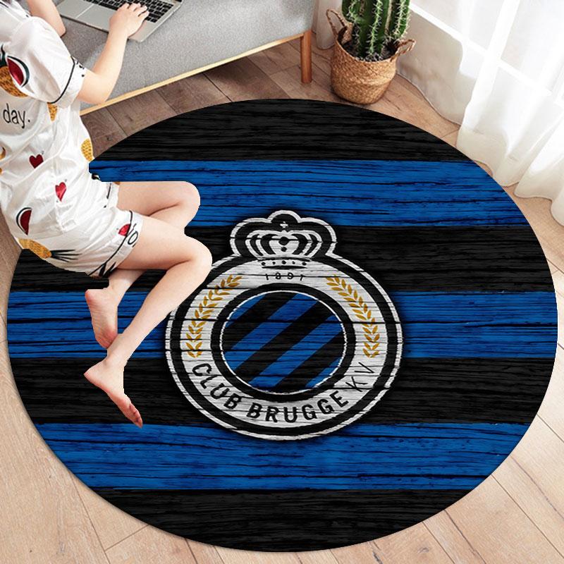 Club Brugge KV Round Area Rug,Carpet Rug for Living Room Bedroom Sofa Playroom Decor,Non-slip Floor Mat