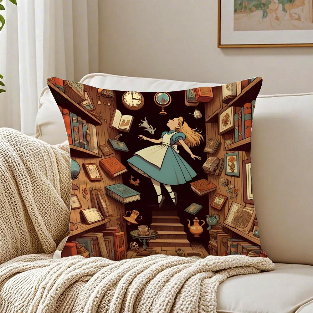 Fairy Tale AAlices Adventures in Wonderland Cushion Cover Pillowcase Antidustmite living Room Sofa Decor Cushion Room
