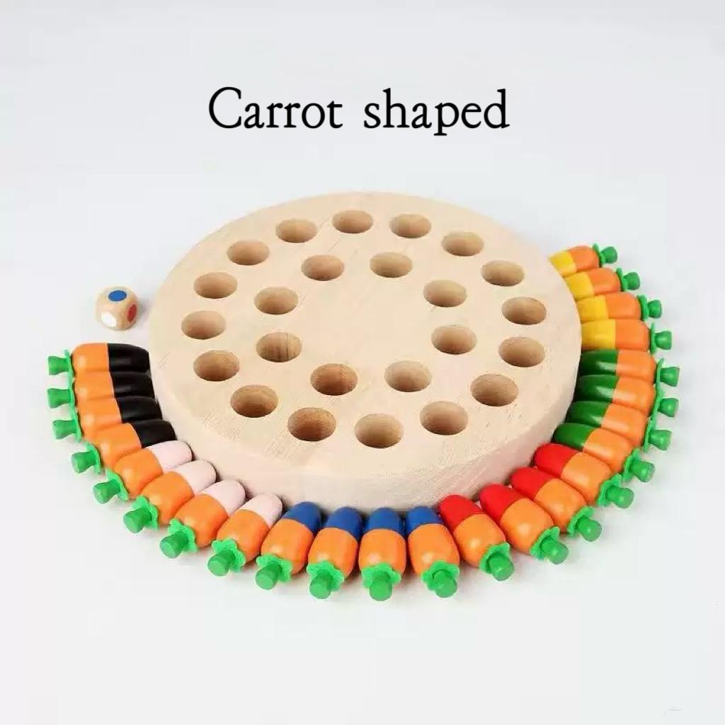 Wooden Color Memory Chess Game Carrots Mushrooms Concentration Training Parent Child Interactive Fun Educational Board Game