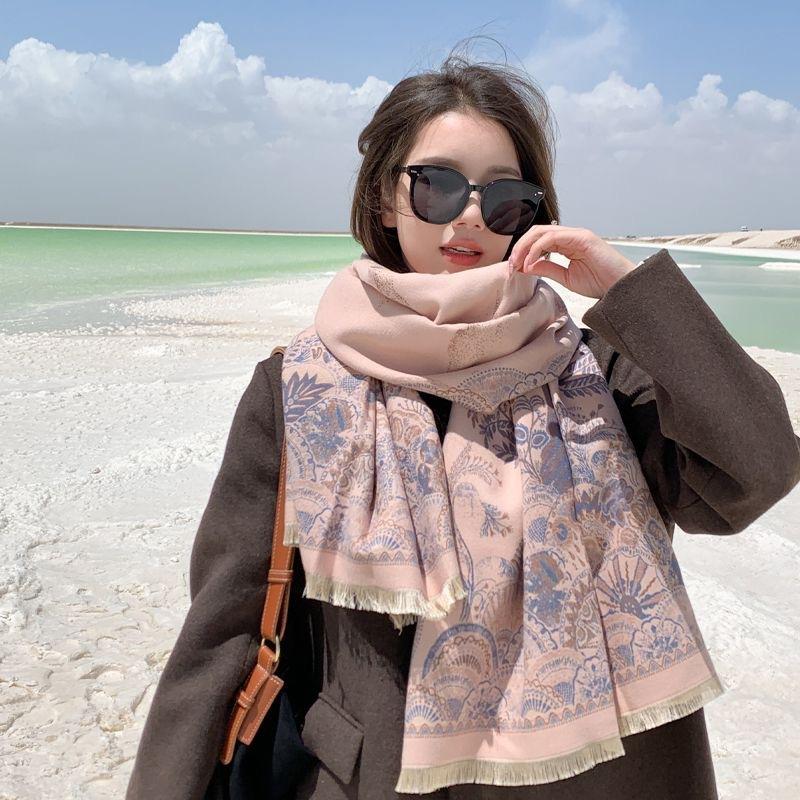New Travel Prairie Scarf for Women In Autumn and Winter Chinese Style Shawl  Fashionable and Versatile Imitation Cashmere Scarf