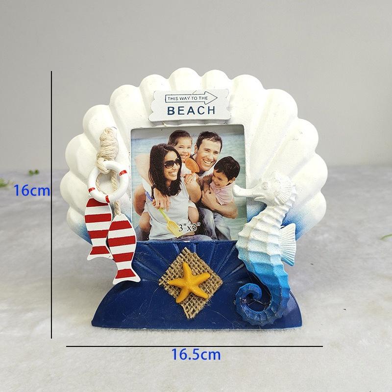 Scallop Fish shaped Starfish Photo Frame, 3-inch Wedding Photo Frame Stand, Display Platform, Home Decoration Decoration Ornament