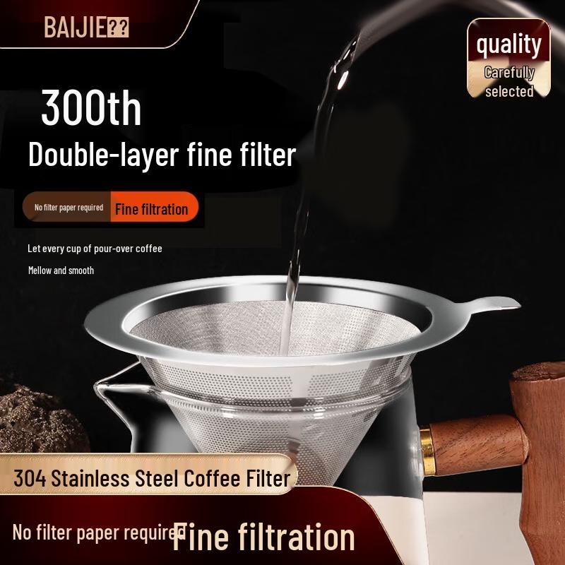 Baijie Reusable 300-Mesh Hand-Pour Coffee Filter