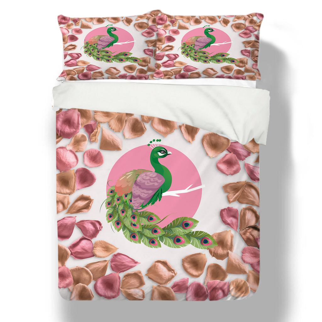 Animal Bedding 3D Peacock Duvet and Pillowcase 2/3 Pieces EU135 * 200 Single/double Bed Full Size Soft Machine Washable Home Decoration