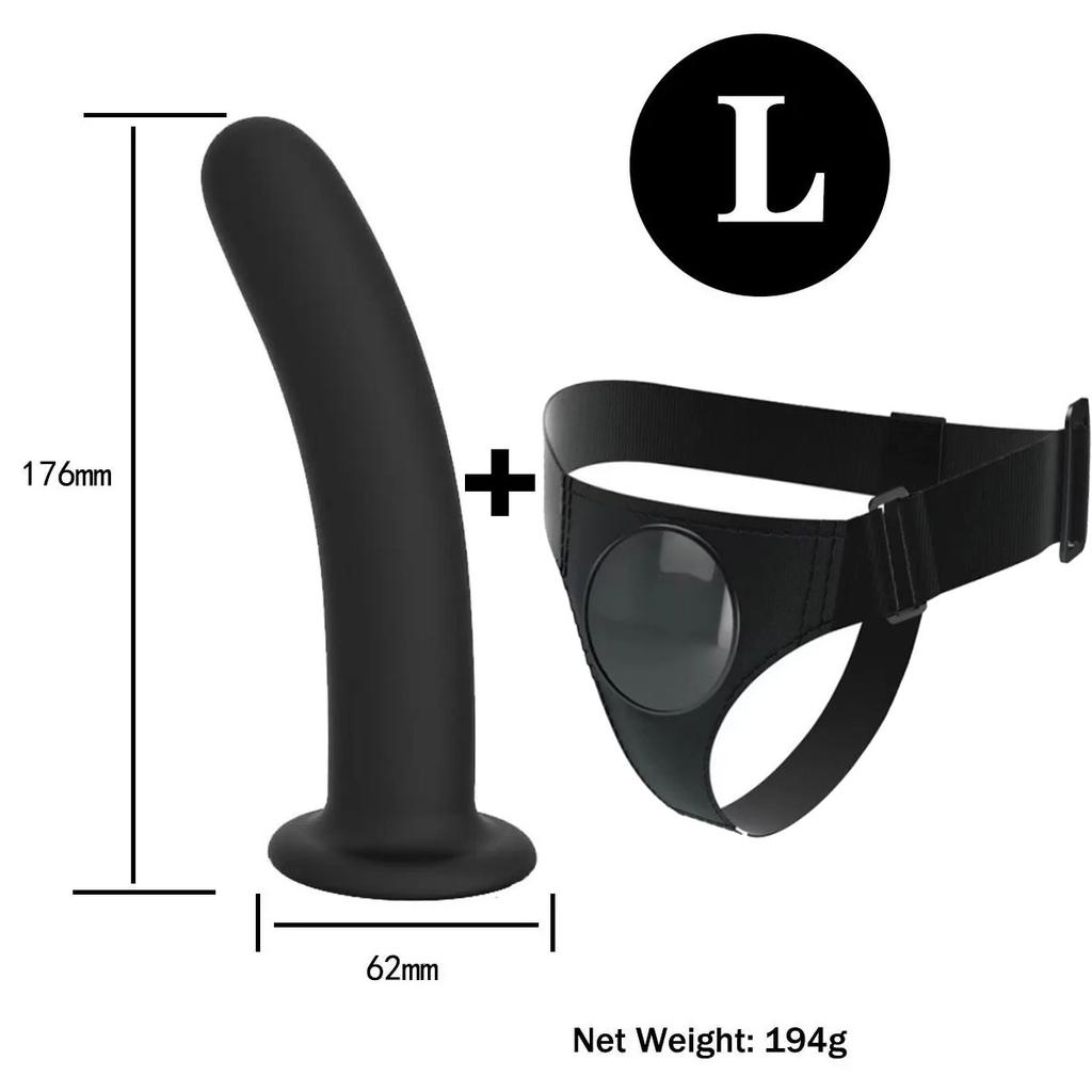 Adjustable Silicone Strap On Harness with Slim Dildo Set, Beginner Pegging Dildo Panties for Women Men Couples, Soft Purple Stra
