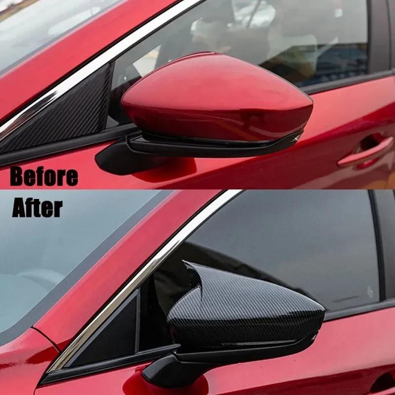 For Mazda CX30 CX-30 - Car Sticker Rearview Side Mirror Cover Wing Cap Exterior Door Rear View Case Trim Carbon Fiber
