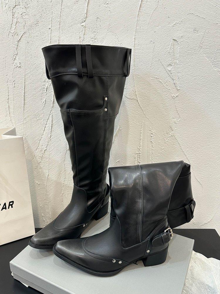 

Niche design pointed big tube circumference high heel pile boots 2025 autumn and winter ancient western cowboy boots thick heel boots women 42 чёрный