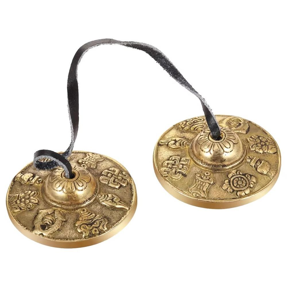 The Eight Auspicious Symbols Tingsha Cymbal Bell Handcrafted Brass Chime Bells  Buddhist