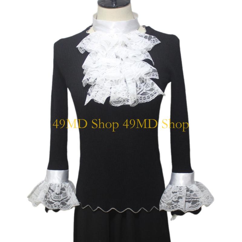 49MD Jabot Collar Lace Wrist Cuffs Shirt Blouses Dress Removable Sleeves Ruffled Wrist Cuffs for Women Girl Pography