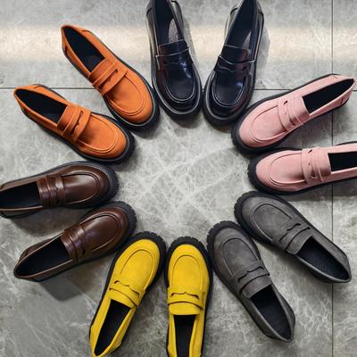 Sneakers alla Moda da Donna Stile Britannico Retrò Mocassini con Zeppa Taglie Forti Punta Tonda Scarpe Singole Donna Fondo Spesso Scarpe Oxford in Pelle