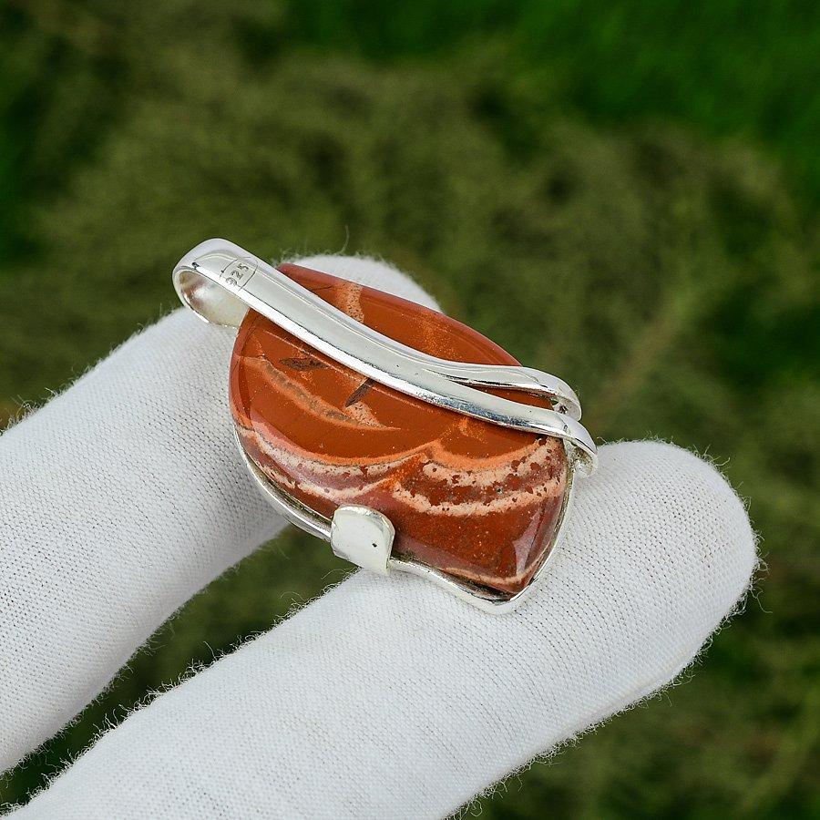 Sisters Day Sale Sterling Silver Red Snakeskin Jasper Stone Wife Pendant Jewelry