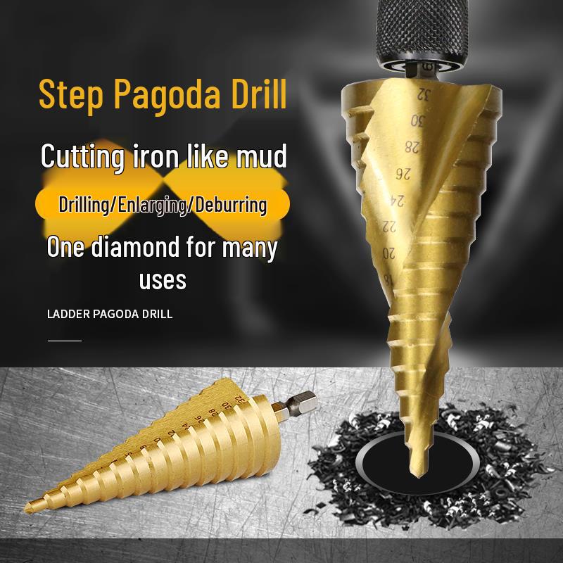 Multifunctional Tapered Steel Pagoda Drill Bit Set for Hard Metal and Stainless Steel