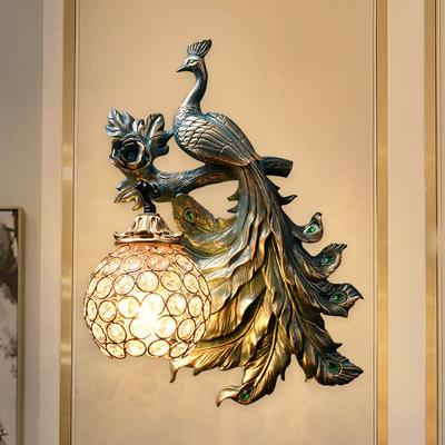 Retro Pfau Wandleuchte Wohnzimmer Schlafzimmer Bedhead Hintergrund Wand kreative Dekoration Wandleuchte