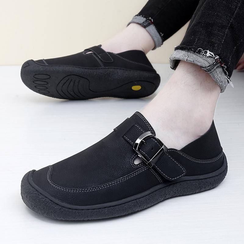 Fashion Spring Fashion Men Handmade Business Casual Soft Sole Loafers Shoes Anti-Slip Comfortable Slip-On Driving Brand Leather Shoes