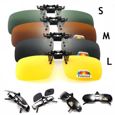 Clip per occhiali da sole polarizzati con lenti grigie a 4 colori, flip up UV 380, clip per occhiali per visione notturna da pesca